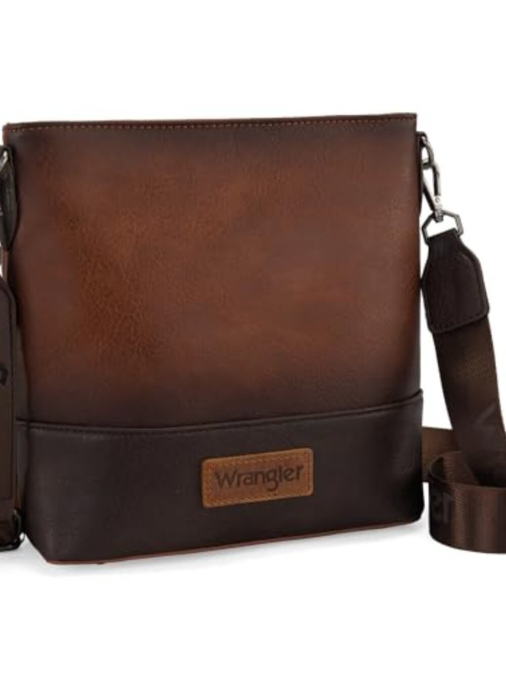 Vegan Leather Crossbody Bag Two Tone Messenger Purse